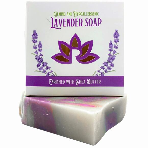 French LAVENDER SHEA BUTTER All-Natural Soap Bar - Picture 1 of 9